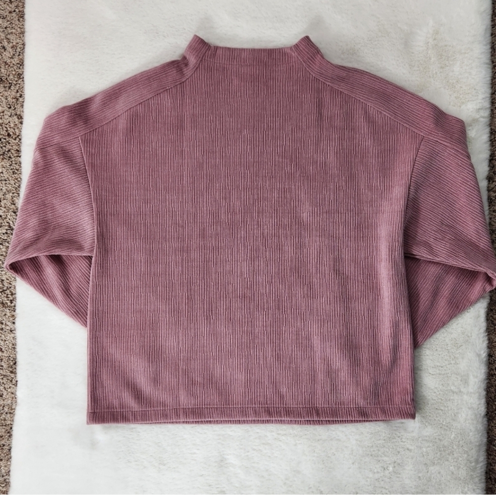 Madewell Striped Jacquard Funnelneck Top in Rosewood - Picture 6 of 7